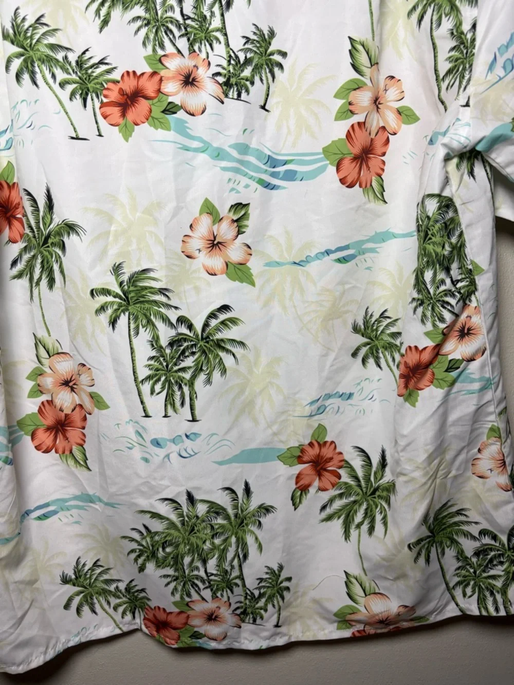 Tropical Storm White Hawaiian Floral Camp Shirt - Men's Button-Up Size 2XL